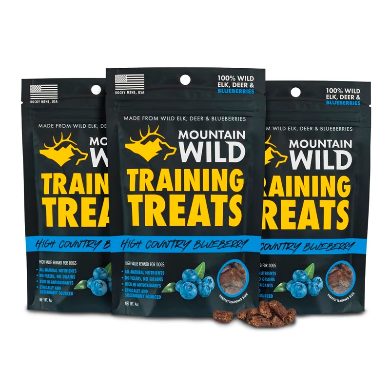 Mountain Wild High Country – Friandises Élan et Cerf Sauvages pour Chiens et Chiots, Sans Céréales, 3 Sachets de 113 g