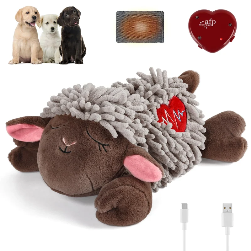 ALL FOR PAWS - Jouet Chien Cœur Battant Rég­lable pour Sommeil et Anxiété (USB Rechargeable)
