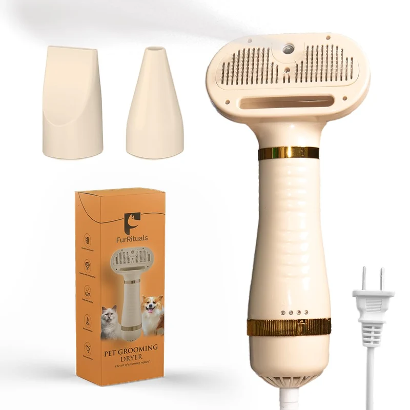 Furrituals Brosse Vapeur 3-en-1 pour Chiens et Chats – Soin Doux, Séchage Rapide, Démêlage, 600 W