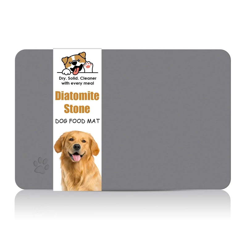 NAVKONY Tapis d’Alimentation en Diatomite – Absorption Ultra-rapide, Séchage Express, Anti-Dérive 24×16'' Gris Foncé