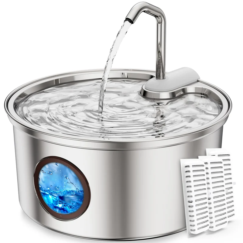 Fontaine d'eau pour chat en inox Tomxcute – grande capacité 3,2 L, ultra silencieuse