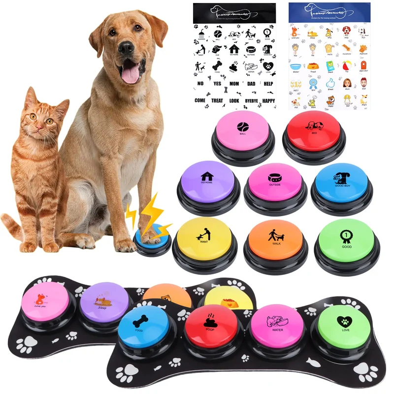 REAQUE – Boutons de communication pour chiens et chats (8 couleurs, 30 secondes d'enregistrement)