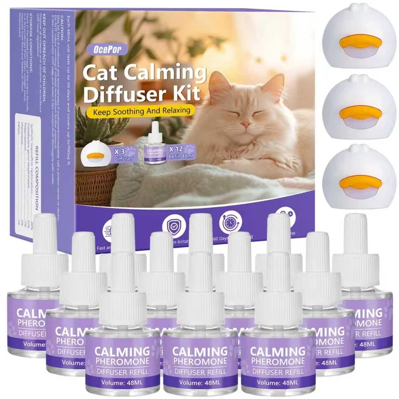 Diffuseur calmant OcePor pour chats – 12 recharges et 3 prises