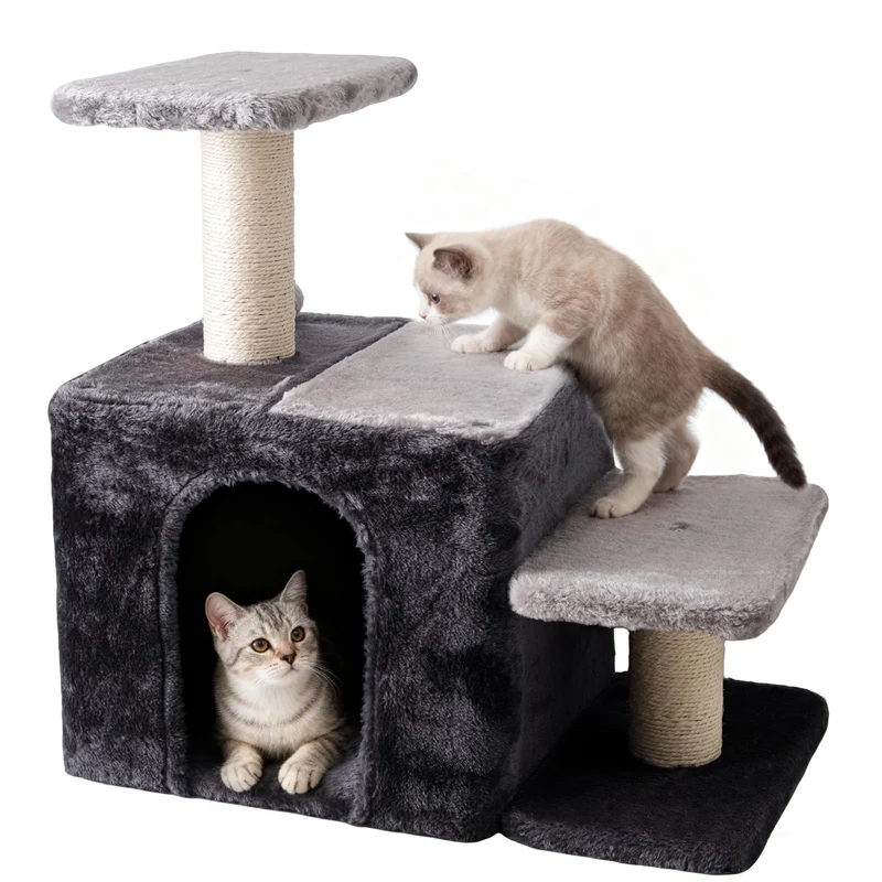 Czoynife – Escaliers 3-en-1 pour Chats | Aide à la mobilité, griffage sisal et nid douillet