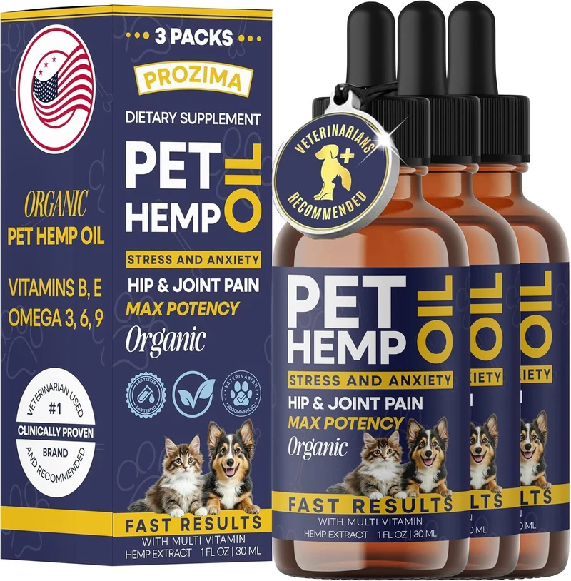 PROZIMA Huile de chanvre biologique pour chiens et chats – Pack 3