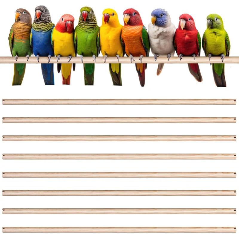Sintuff – 8 perches en bois pour cage avec fentes à double tête, 24 pouces (0,6 po) – Bois naturel