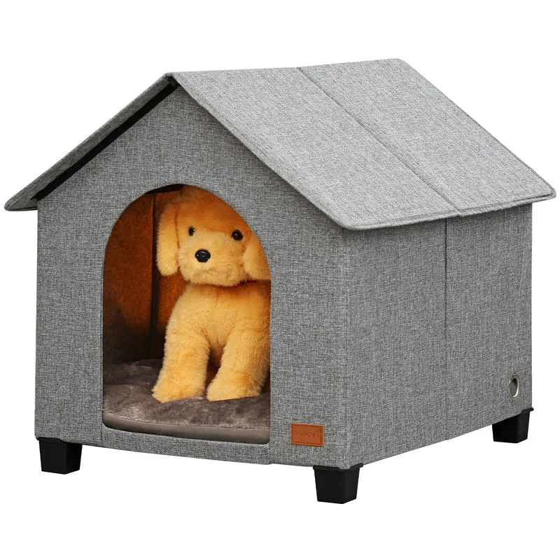 NUROMY – Maison intérieure pour chien avec matelas doux et pieds surélevés – pour chien moyen et chats, taille maximale 23,6 × 16,9 pouces