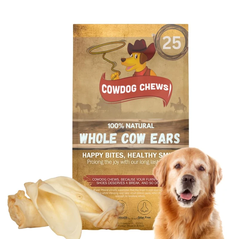 Cowdog Chews – Oreilles de vache premium pour chiens (25 pièces) – 100% naturel, sûres et digestibles, riches en collagène, mâche longue pour des dents saines
