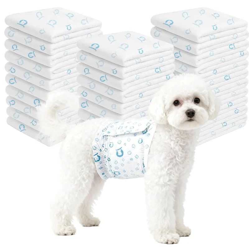 Jaoruizer - Couches jetables pour chien mâle (90 pièces) – ultra absorbantes et confortables pour petits chiens, tour de taille 28–42 cm – Bleu