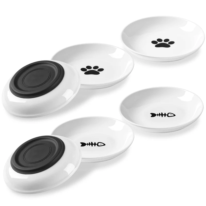 Kitwinney Bols Chats – Assiettes Céramique Anti-Glisse, Design Moustaches, Lot de 6 Silencieux
