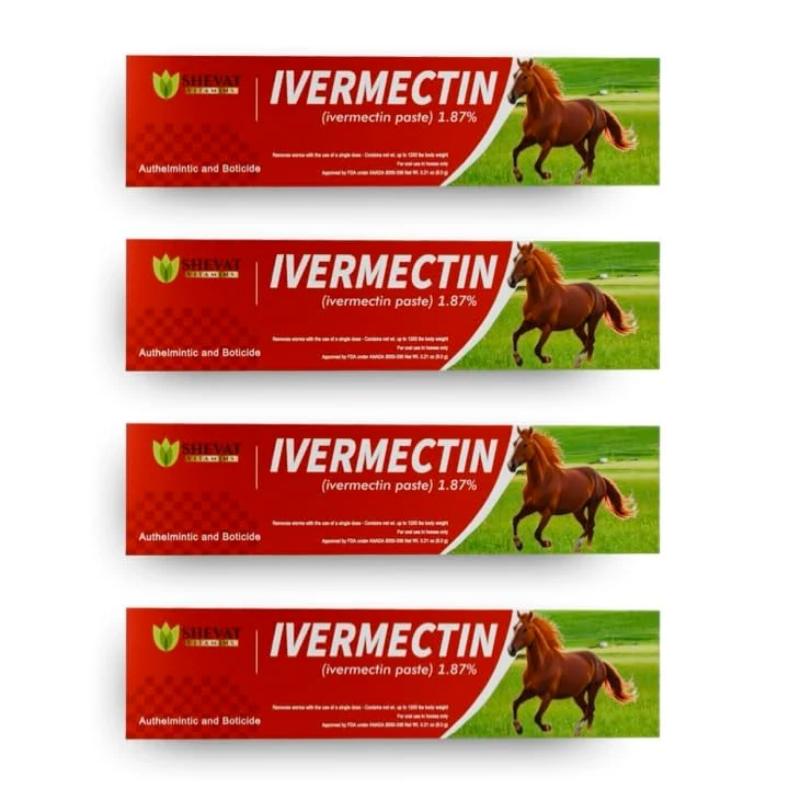 Shevat Vitamins – Pâte d’ivermectine cheval 1,87% Saveur pomme – Tube 6,08 g – Jusqu’à 1250 lb – Lot 4