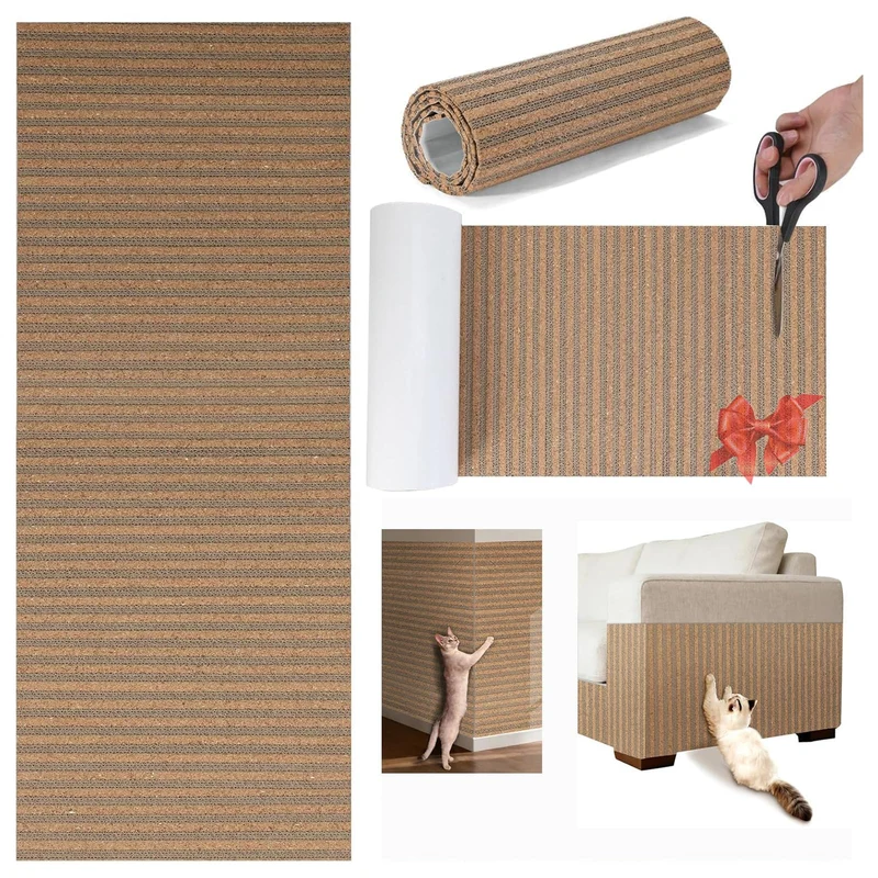 Mocherpion – Tapis-Grattoir pour Chat en Liège et Carton, Protège-Mobilier et Griffage pour Chats