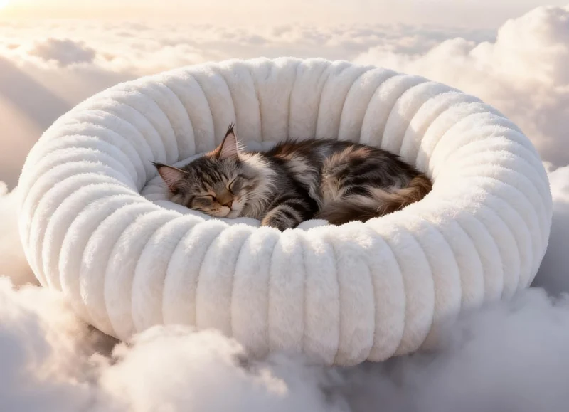 QOKO Lit Chat Chauffant Donut – Couchage Doux, Lavable et Antidérapant (S)