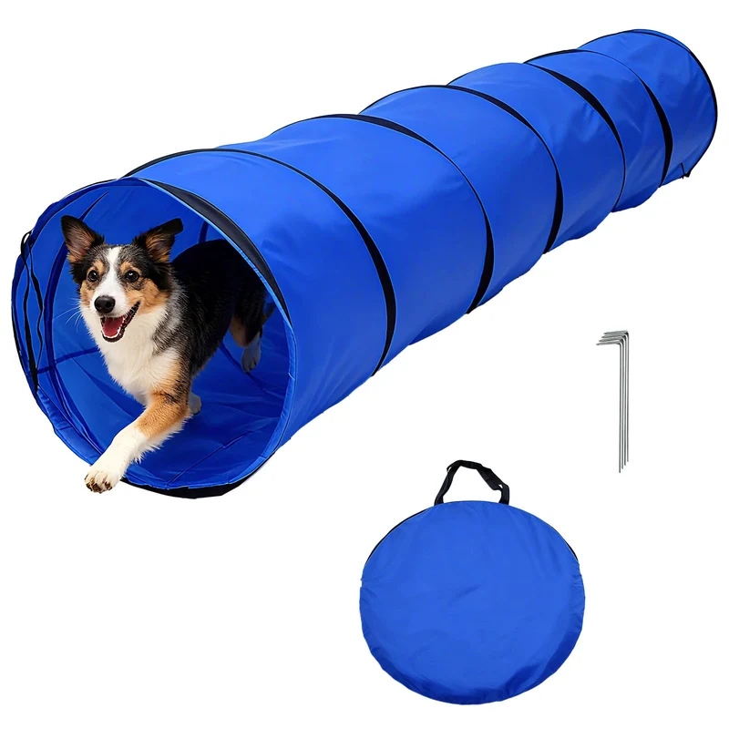 KINETOVOLTA Tunnel d’Agilité pour Chien – 10 Pieds, Sac de Transport et Piquets, Pliable, Extérieur/Intérieur
