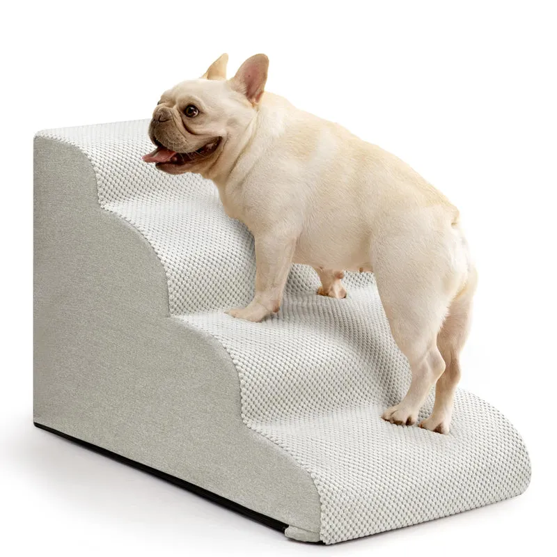 Aodisman Escaliers pour chien et chat – 4 étapes, rampe et surface corduroy antidérapante