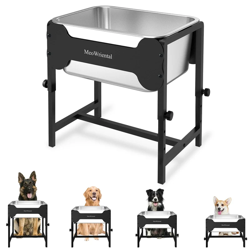 MeoWriental – Gamelle d'eau surélevée pour chien, 4 hauteurs, 2,5 gallons, cadre métallique robuste