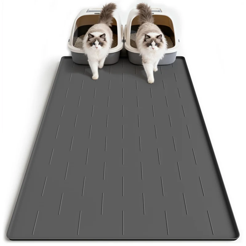 Pieviev Tapis Litière Silicone pour Chat – Très Grand 40''x28'', Doux sur les Pattes, Étanche et Facile à Nettoyer