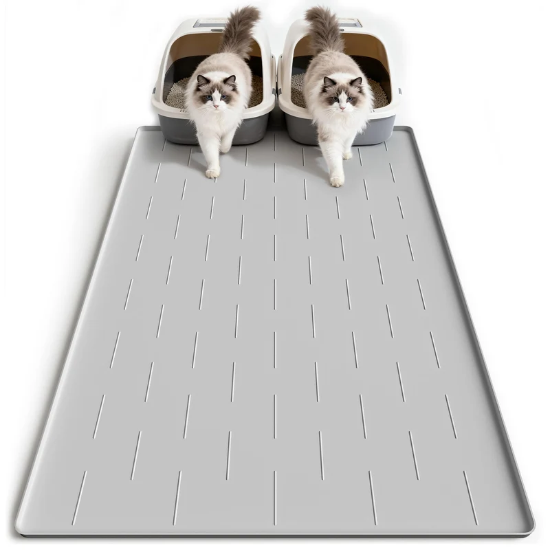 Pieviev Tapis Silicone pour Litière – Extra Large 40''x28'', Imperméable et Doux pour les Pattes