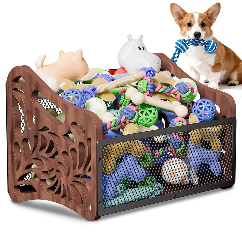 handrong Grand Panier à Jouets pour Chien et Chat – Boîte en Bois et Rangement