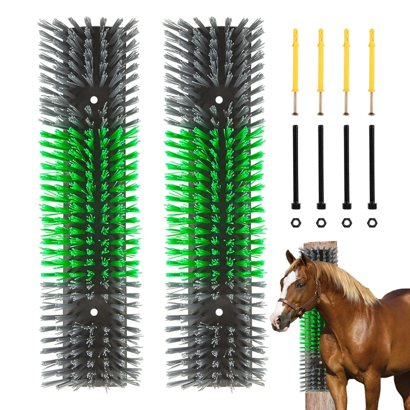 Rouisxue – Brosse de Grattage d'Élevage pour Bovins, Chevaux et Chèvres (2 pièces, Gris) – Installation Facile