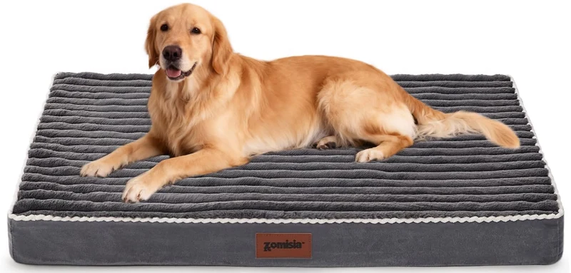 ZOMISIA XXL Lit pour Chien en Caisse – Mousse Nid-d'abeille, Housse Lavable, Jusqu'à 45 kg (47x29)