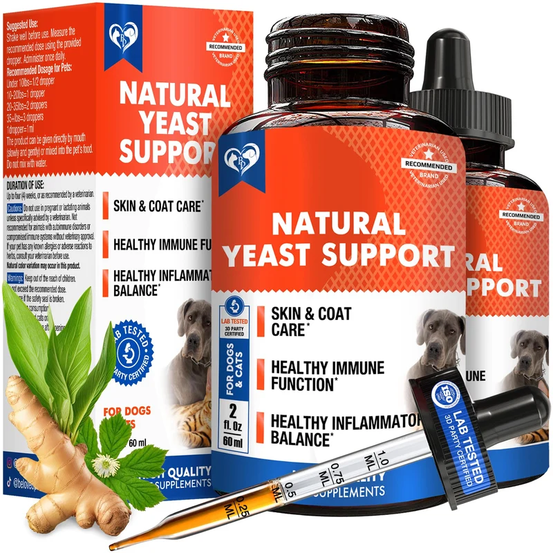 Beloved Pets – Traitement anti-levures naturel pour chiens et chats | Soulagement démangeaisons et peau saine – 2 ensembles (60 ml + 60 ml)