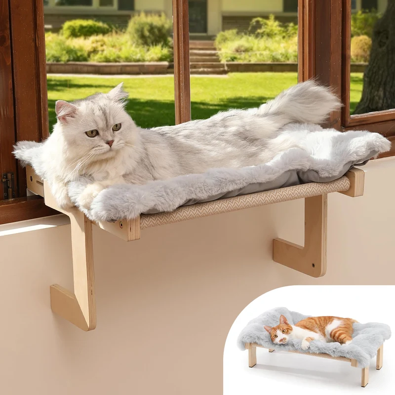 FUKUMARU Perchoir Fenêtre pour Chat Transformable – Hamac Douillet et Réglable