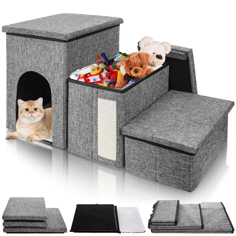 YIMITEE Escaliers pour chiens – 3 niveaux avec rangement, pliables, jusqu’à 75 kg, 17 po