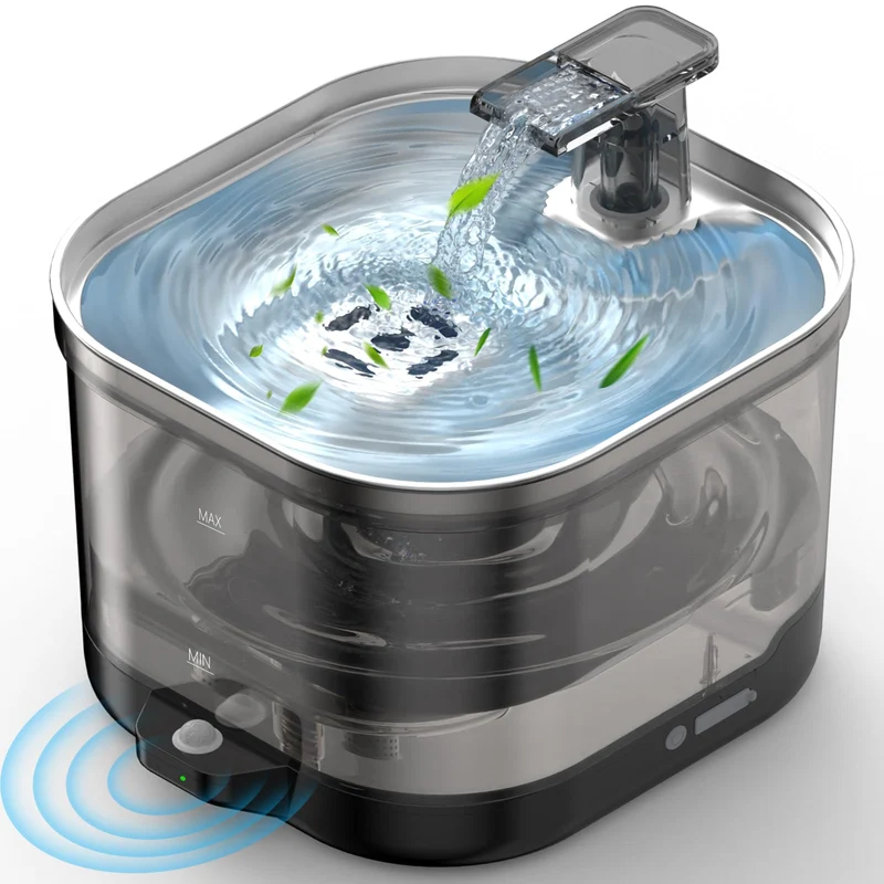 Accokids Fontaine d'eau sans fil pour chat — 2 L, batterie 5000 mAh, pompe silencieuse et capteur de mouvement