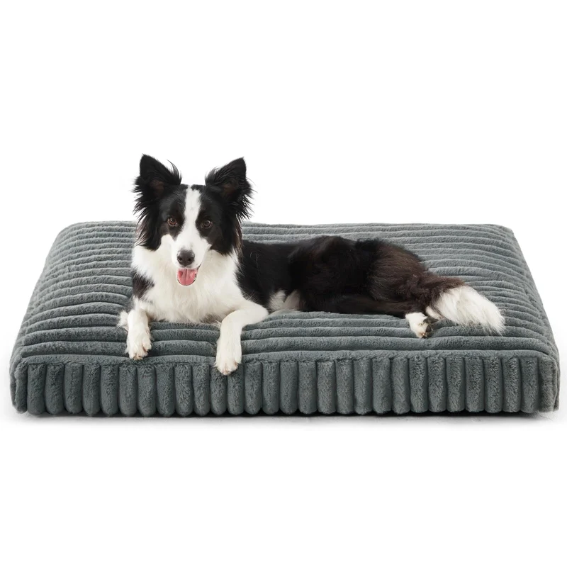 FURTIME Grand Lit pour Chien — Confort Doux, Housse Amovible Lavable et Base Antidérapante – Gris 35x23x4