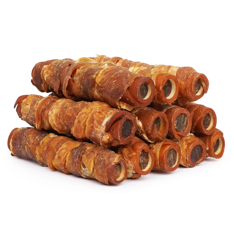 MON2SUN Friandises pour Chien - Rouleaux en Cuir Fumé 5 po, Fourrés au Poulet et Foie, 12 Pièces (21,2 oz)