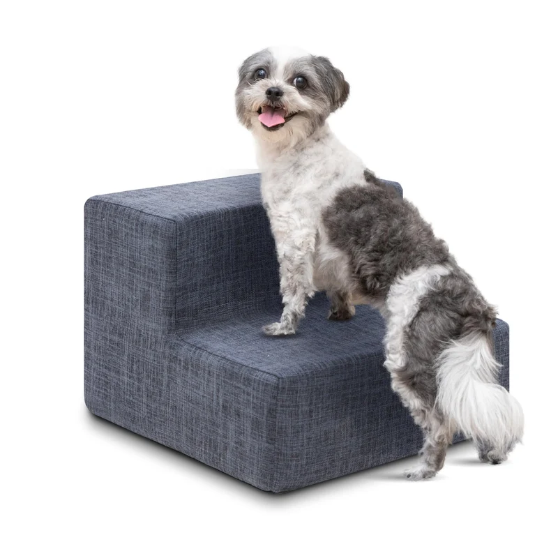 Best Pet Supplies - Escaliers en mousse pour chien et chat, 2 marches, antidérapants, gris lin foncé