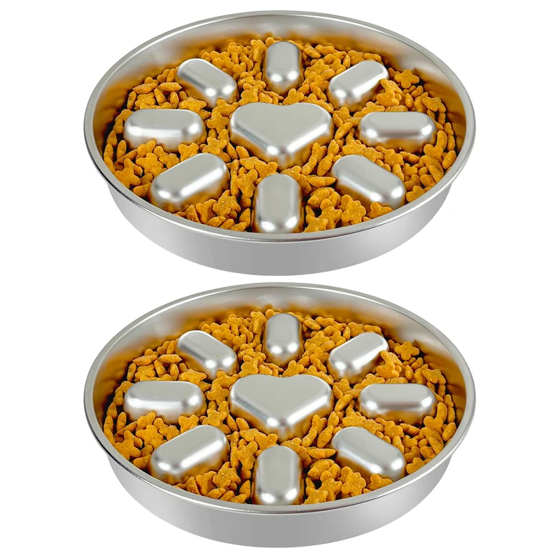 Oiwliur Bol Ralentisseur pour Chiens – 2 Tasses, Inox Durable, Anti-Glisse – Lot de 2