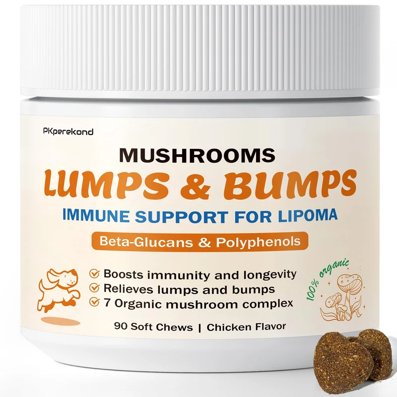 PKperekond Turkey Tail Mushroom Guard pour Chiens – 7 Champignons Bio, Immunité et Mobilité, 90 Gommes Saveur Poulet