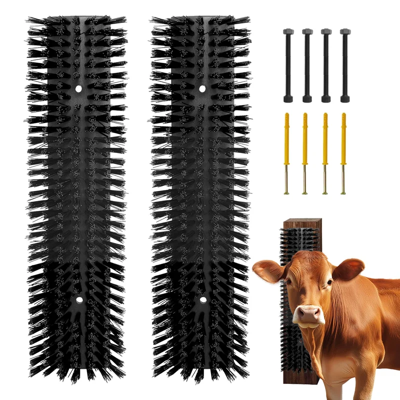 Sayutie – Brosse de grattage pour bétail, 2 pièces avec 8 vis, toilettage et massage pour vaches, chevaux, moutons et porcs