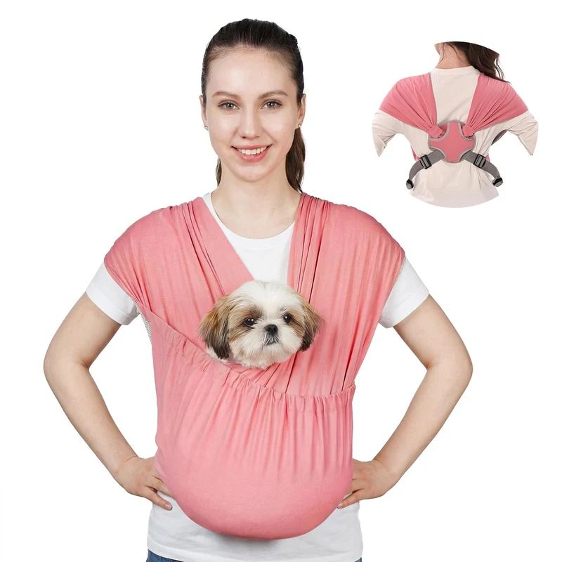 Supet Sling – Porte-Chien pour Petits Animaux (Rose), Mains Libres, Confort Ergonomique jusqu’à 4 kg