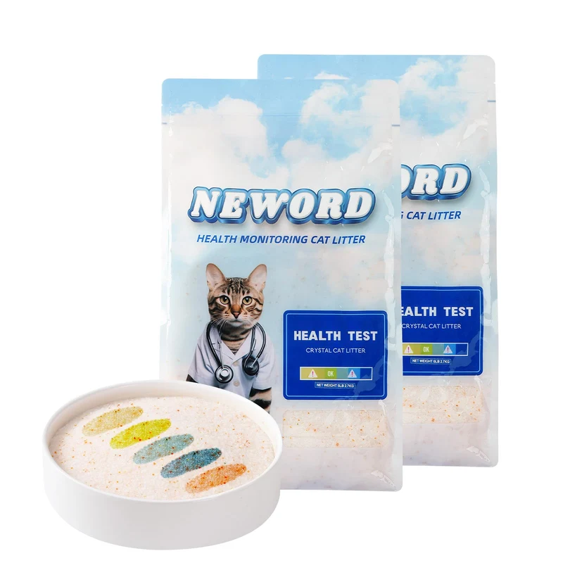 NEWORD Litière Cristaux Santé pour Chat – Indicateur couleur, Détection du pH, Odeurs maîtrisées, Léger 12 lb