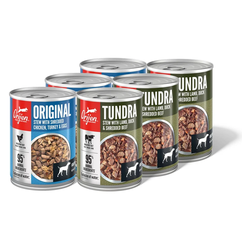ORIJEN Stew avec Émincés – Variété Tundra et Original, boîtes 12,8 oz (6 boîtes, 3 de chaque)