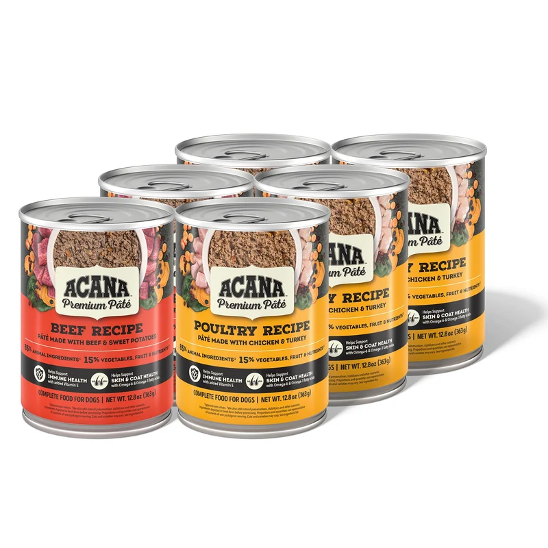 ACANA Premium Pâté en Bouillon d’Os – Variété Bœuf et Poulet Sans Céréales, 6 × 12,8 oz
