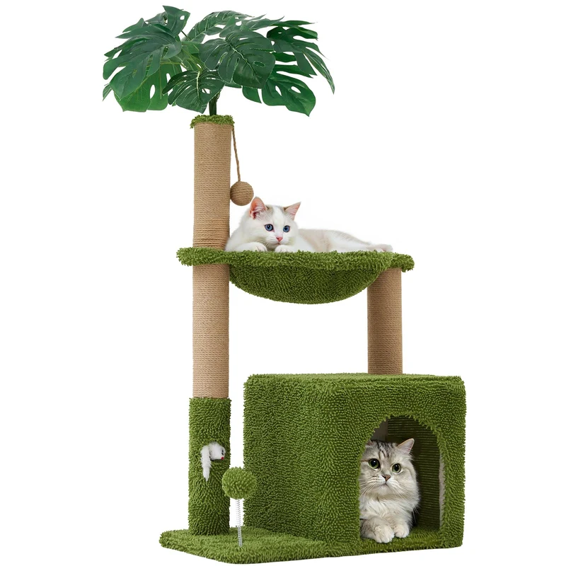 Woochpet Arbre à Chat 37 Pouces – Tour Multi-Fonctions 4 en 1 pour Chats d’Intérieur