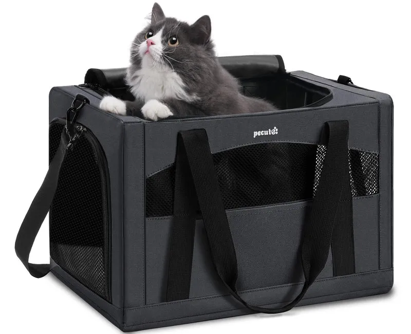 Pecute Porte-chat Stable avec Partition Anxiété Cachée et Cadre Fer 5 mm — Transport en Voiture pour Chats et Petits Chiens jusqu’à 5 kg
