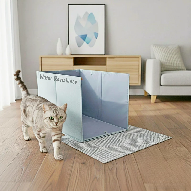 Gesomepurrz Enceinte de Litière pour Chat de Grande Taille avec Tapis et Protège-éclaboussures — Ouverture Supérieure