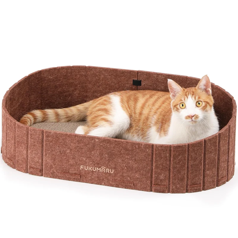FUKUMARU Grattoir pour Chat Canapé 24 Pouces – Réversible et Détachable, Caramel