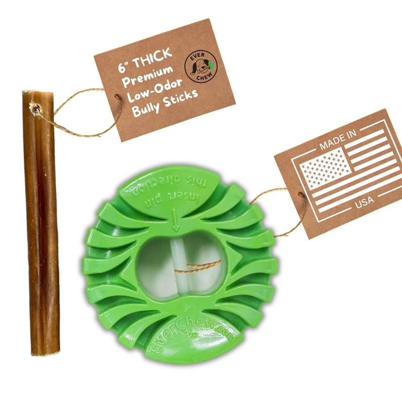 EverChew | Porte-bâton Bully Stick fabriqué aux États‑Unis – SafetyChew+ & Starter Pack Premium (16–39 lb)