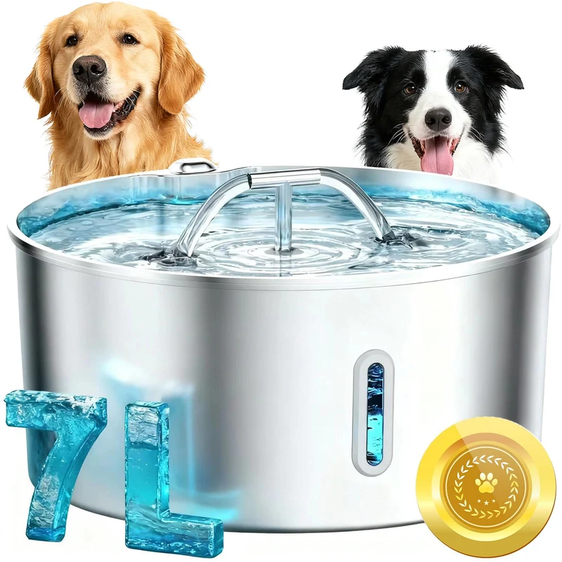 Wonder Creature – Fontaine d'eau pour grands chiens, 7L en acier inoxydable, pompe ultra silencieuse