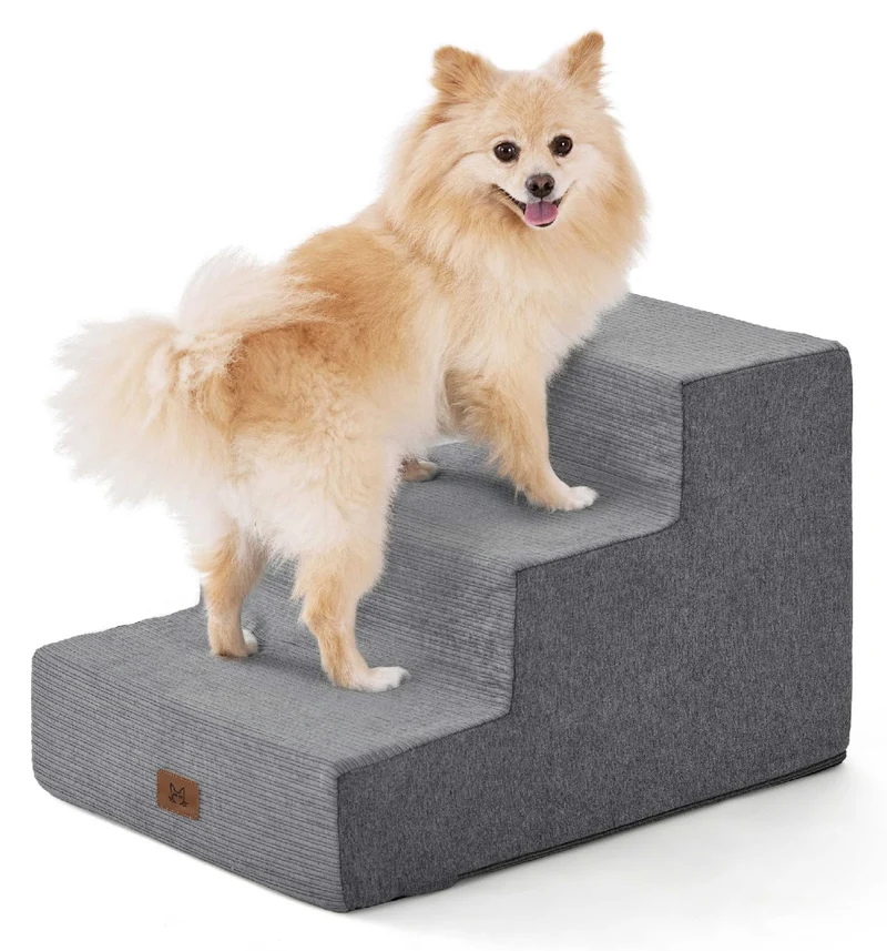 ABCPET Escaliers pour chien – Marches pour lit 3 étapes, antidérapants, gris