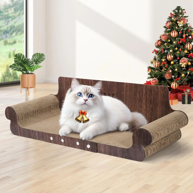wpvpaw – Grattoir et Lit pour Chat Extra Large (32 pouces) | Canapé en Carton Durable, Protège-Meubles, Design Moderne