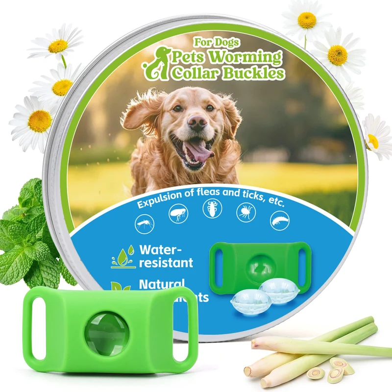 Trihood – Pendentif anti-puces et tiques pour chien – Étanche, 2 recharges incluses, vert (collier non inclus)