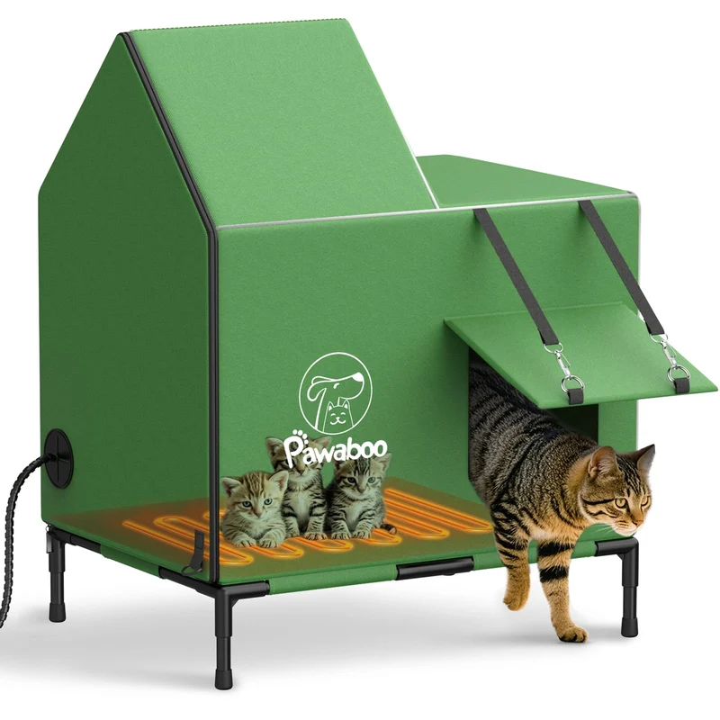 Pawaboo Maison Chat Chauffée Extérieure — Abri Isolé et Étanche pour l’hiver