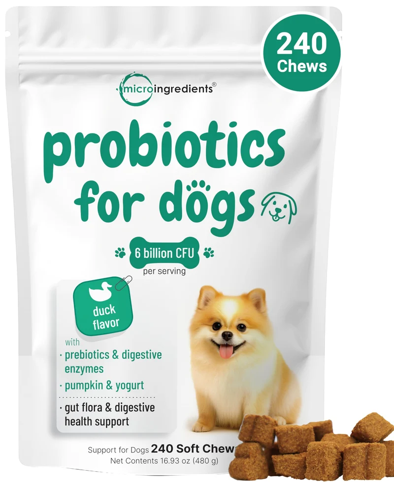 Micro Ingredients Probiotiques pour Chiens – 240 Gommes au Canard | Santé Digestive & Flore Intestinale